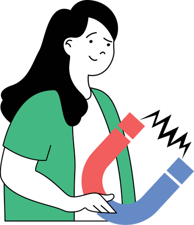 Girl holding magnet  Illustration