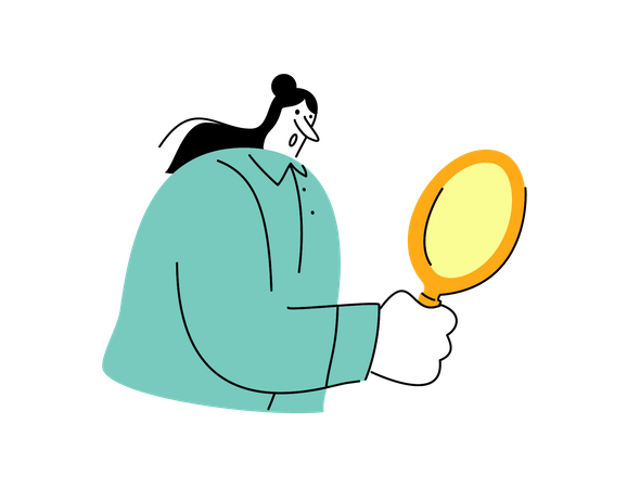 Girl holding mirror in her hand Illustration