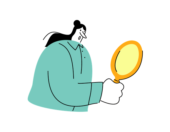 Girl holding mirror in her hand  Illustration