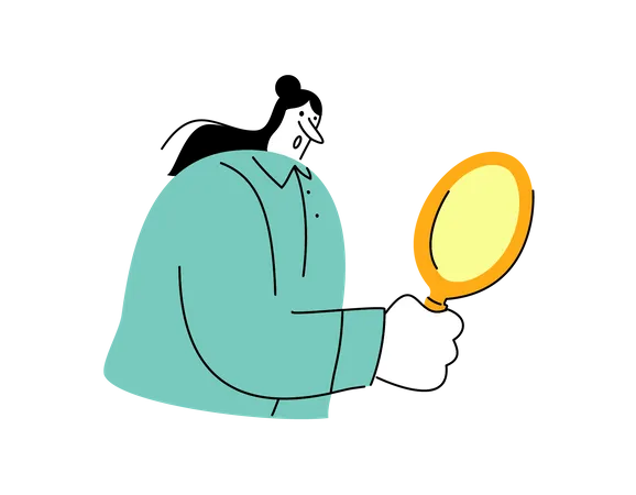 Girl holding mirror in her hand  Illustration