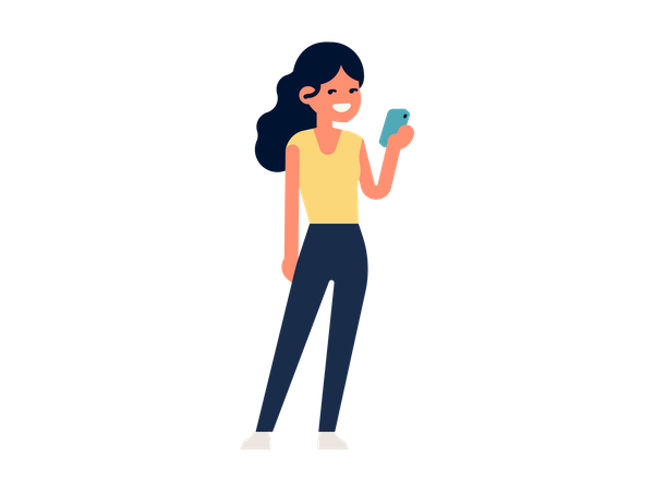 Girl holding mobile Illustration