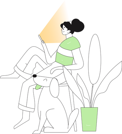 Girl holding mobile  Illustration