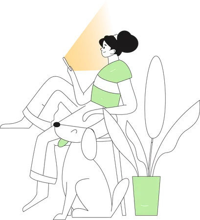 Girl holding mobile  Illustration