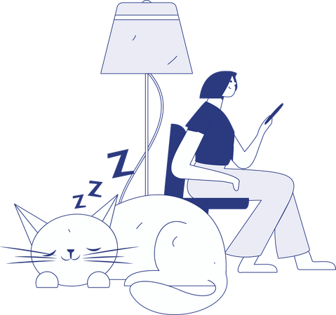 Girl holding mobile while chatting on mobile  Illustration