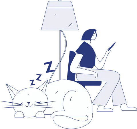 Girl holding mobile while chatting on mobile  Illustration