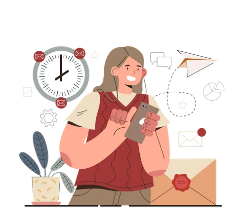 Hyperfocus Idea How To Become More Efficient Check You Phone A Limited Number Of Times In A Day Intense Form Of Mental Concentration Flat Vector Illustration Illustration