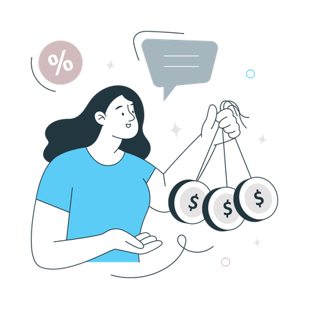 Girl Holding Money For Hypnosis  Illustration