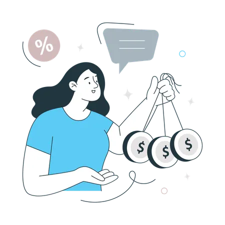Girl Holding Money For Hypnosis  Illustration