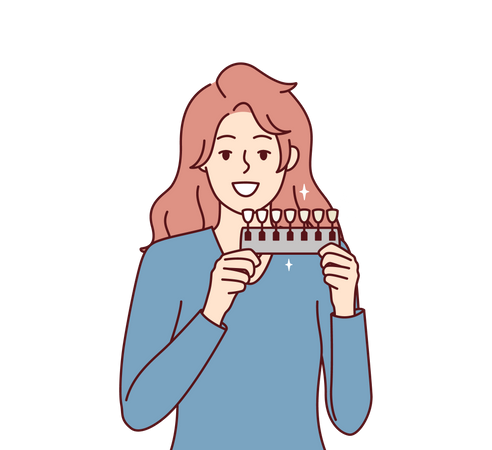 Girl holding nail palette  Illustration