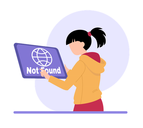 Girl Holding Not Found Sign  Illustration