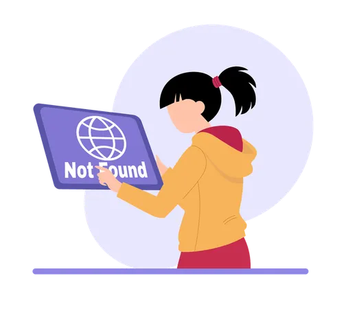 Girl Holding Not Found Sign  Illustration