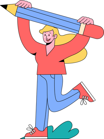 Girl holding pencil  Illustration