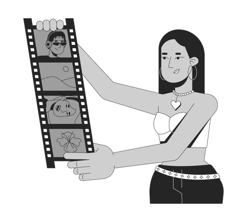 Girl holding photo strip  Illustration