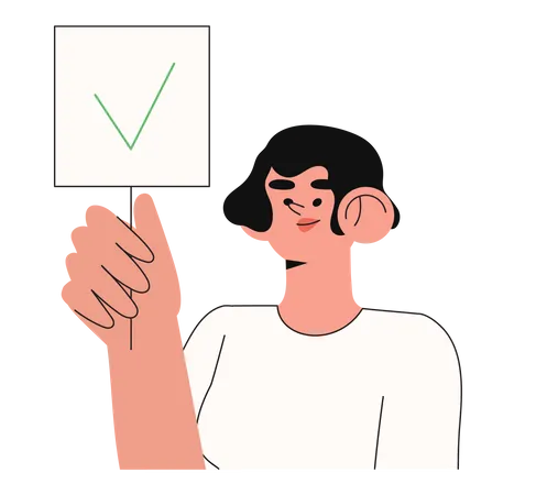 Cartoon Vector Illustration Of Yes No Banner Human Character Hold Placard In Hand On White Background Test Question Choice Hesitate Dispute Opposition Choice Dilemma Opponent View Illustration