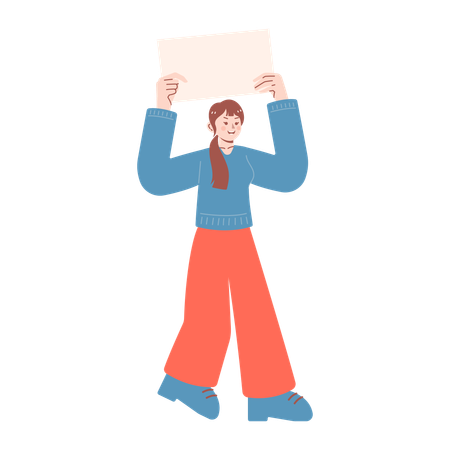 Girl holding placard  Illustration