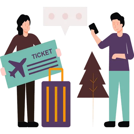 The Girl Has A Plane Ticket Illustration