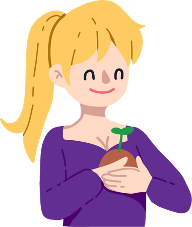 Girl holding Plant  Illustration