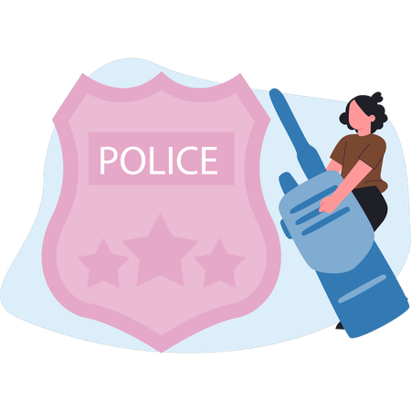 Girl holding police remote phone  Illustration