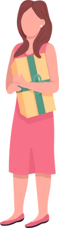 Girl holding present box  Illustration