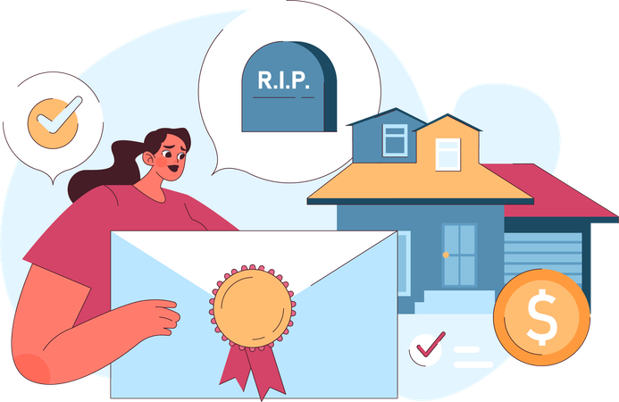 Girl holding property mail  Illustration