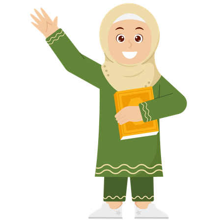 Girl Holding Qur'an  Illustration