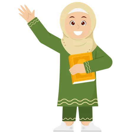 Girl Holding Qur'an  Illustration