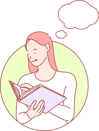 Girl holding recipe book  일러스트레이션