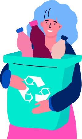 Girl holding recycle bin Illustration