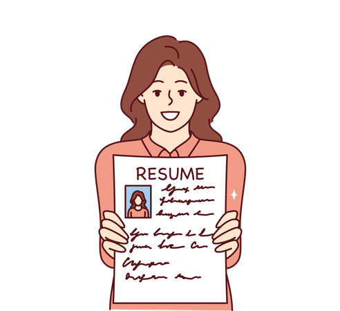 Girl holding resume  Illustration