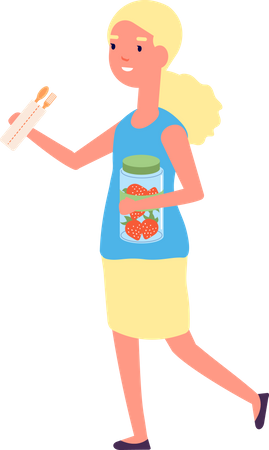 Girl holding reusable brush  Illustration