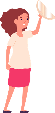 Girl holding reusable comb  Illustration