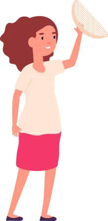 Girl holding reusable comb Illustration