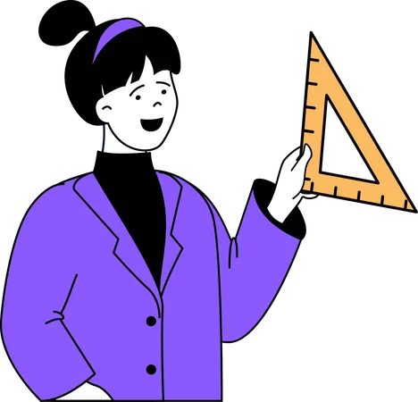 Girl holding set square  Illustration