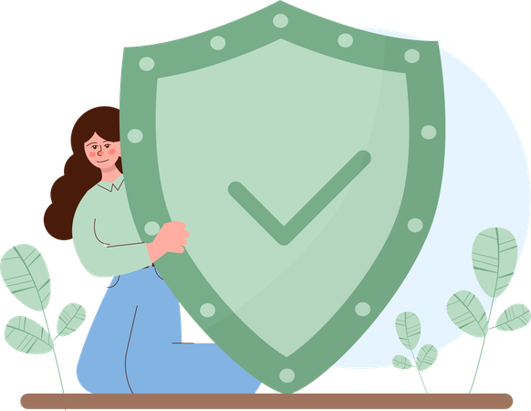 Girl holding shield  Illustration