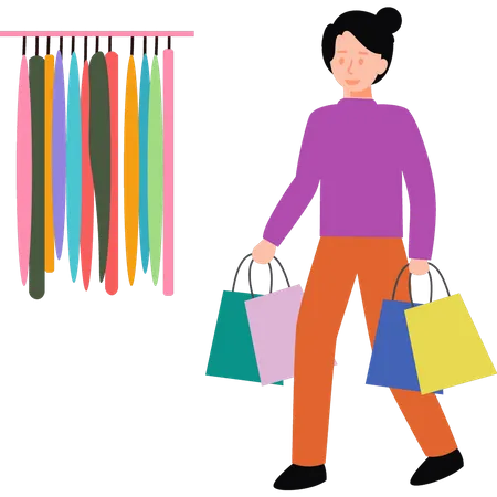 Girl holding shopping bag  Illustration
