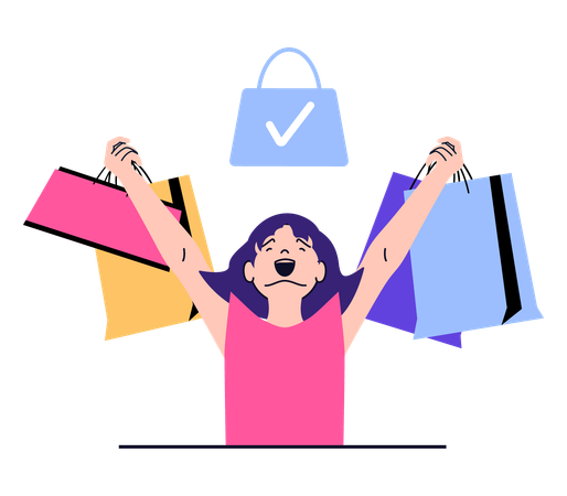 Girl holding shopping bag  Illustration