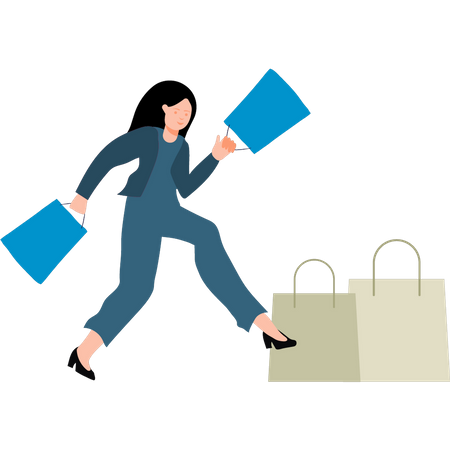 Girl holding shopping bag  Illustration