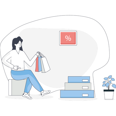 Girl holding shopping bag  Illustration