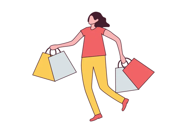 Girl holding shopping bag  Illustration