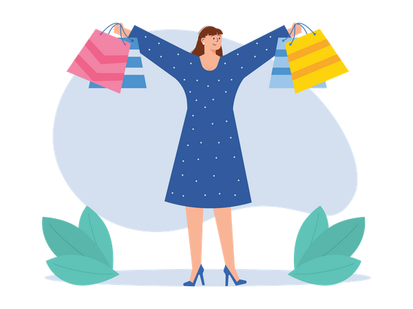 Girl holding shopping bag  Illustration