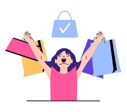 Girl holding shopping bag  Illustration