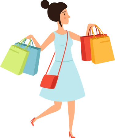 Girl holding shopping bag  Illustration