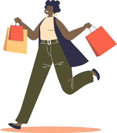 Girl holding shopping bags Illustration