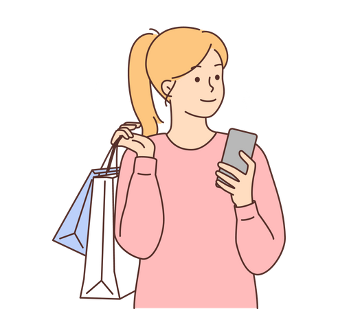 Girl holding shopping bags Illustration