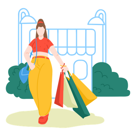 Girl holding shopping bags  Illustration