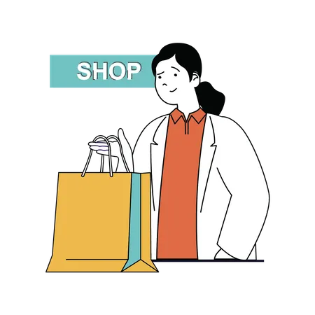 Girl holding shopping bags  Illustration