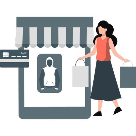 Girl holding shopping bags  Illustration