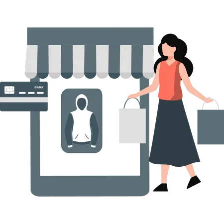 Girl holding shopping bags  Illustration