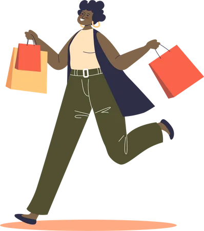 Girl holding shopping bags  Illustration