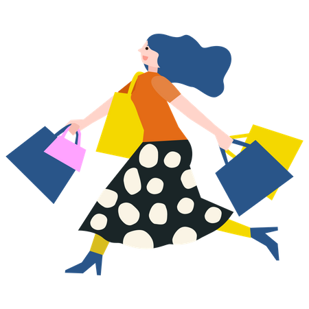 Girl holding shopping bags  Illustration